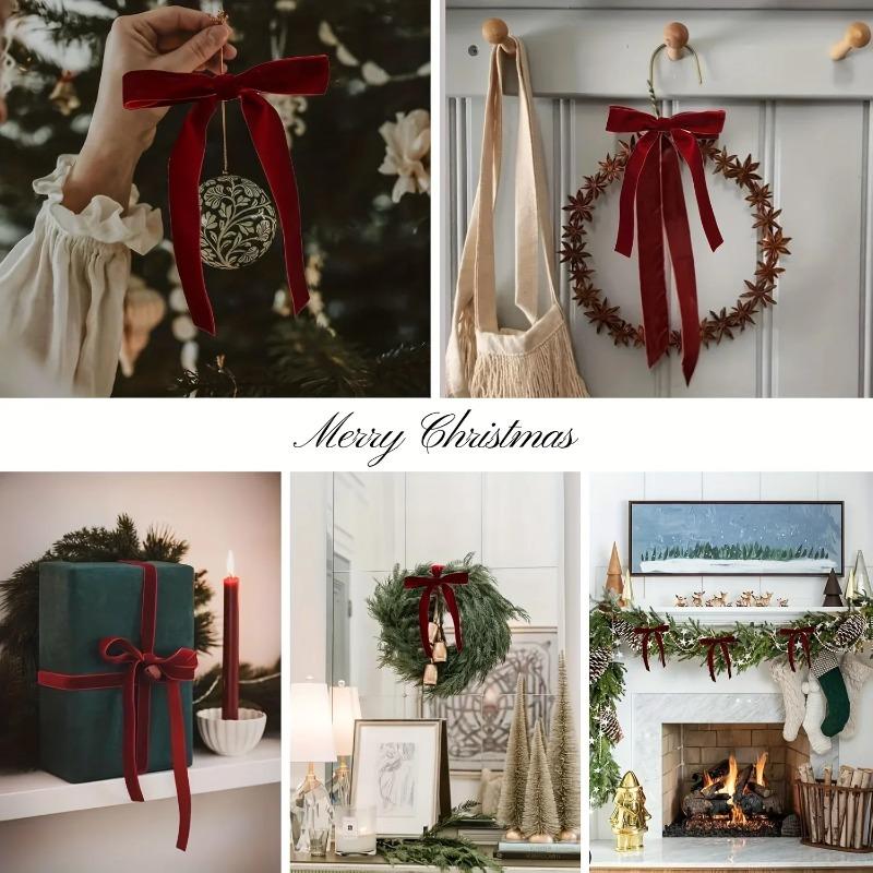 Velvet Bow Gift Pendant - Convenient Home Décor for Christmas Tree Decoration Creative and Interesting Festivals Pendant