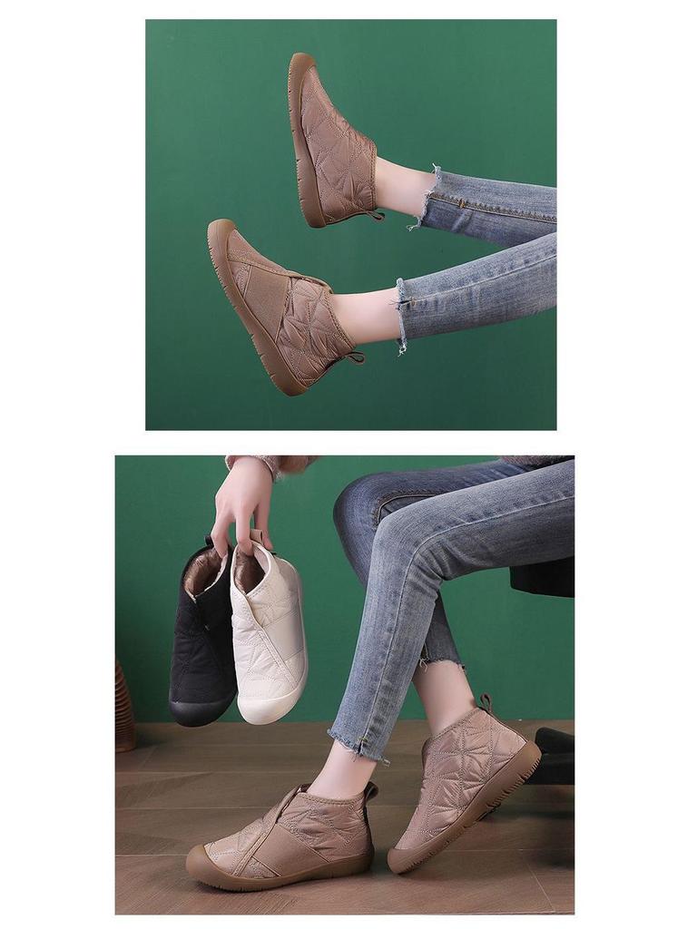 Women's Winter Cotton Ankle Boots, Non-Slip, Waterproof, Flat Bottom, Fashionable & Warm