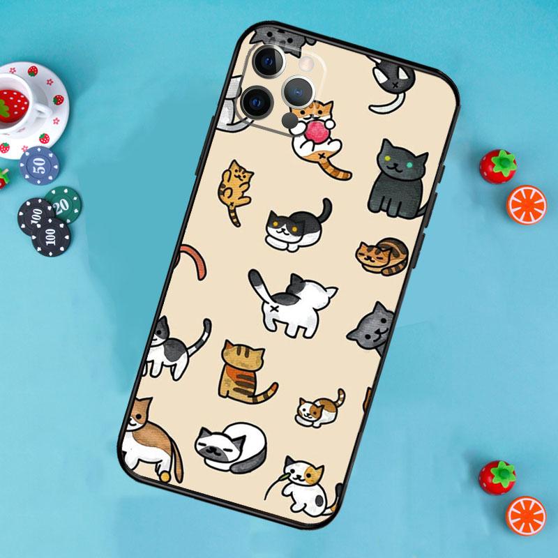 Funny cute cats Phone Case For iPhone 17 Air 16 15 14 13 11 12 Pro Max 13 12 mini 15 16 Plus 16e Cover Funda