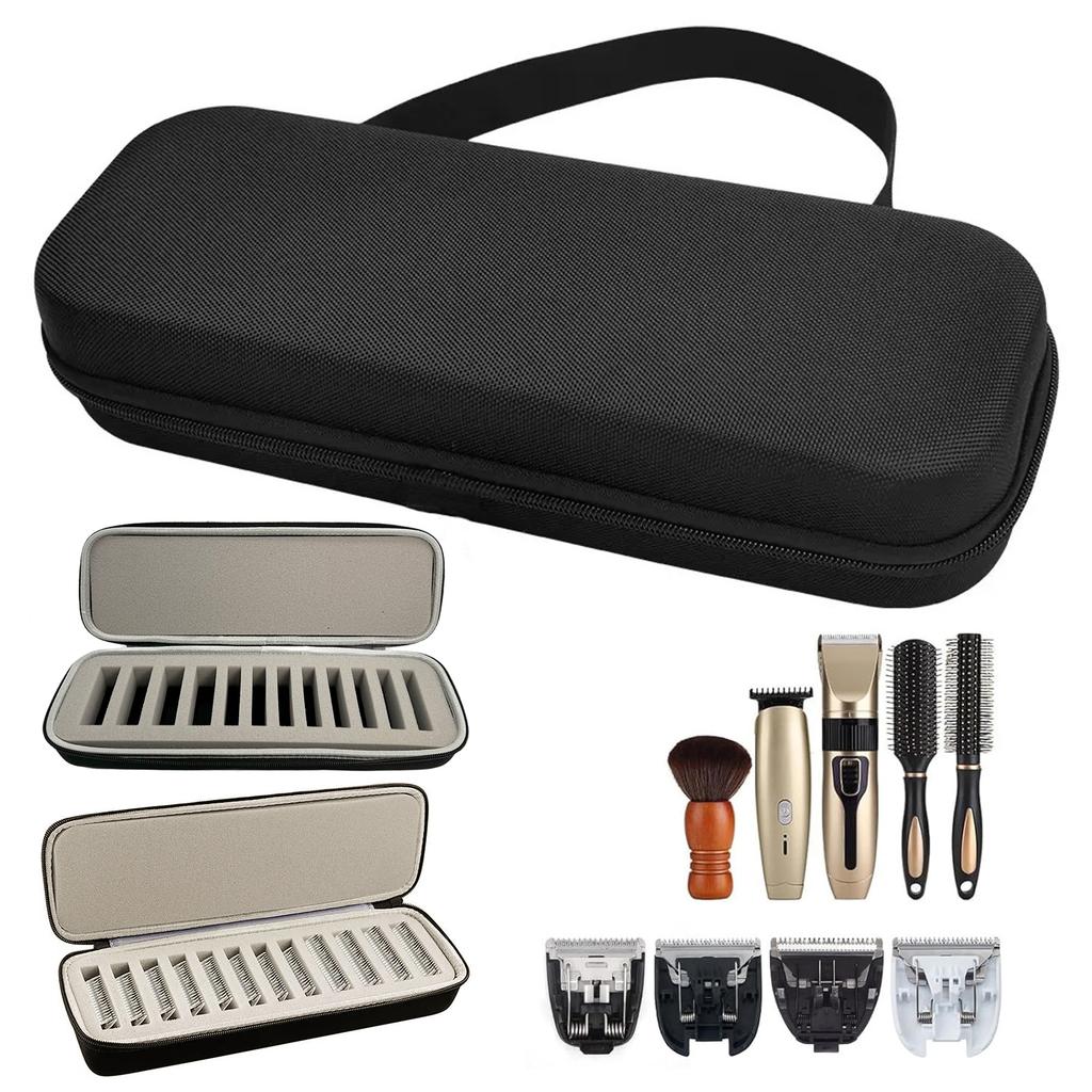 Grooming Clipper Blade Case 12 Slots Grooming Clipper Blade Case Holder Barber Guard Blades Storage Bag Organizer Beauty Supplie
