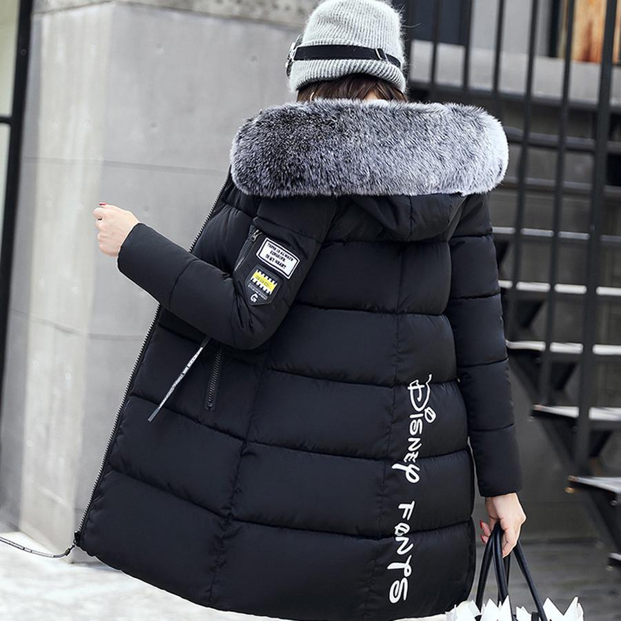 Winter New Thick Plus Size Long Sleeve Cotton Coat Women Korean Style Imported Slim Fit Hooded Printed Cotton Jacket Women
