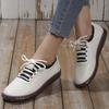Large Size Lace-up Casual Paired Flat Shoes Women Small White Shoes Comfortable Soft Bottom Soft Leather Beans Shoes