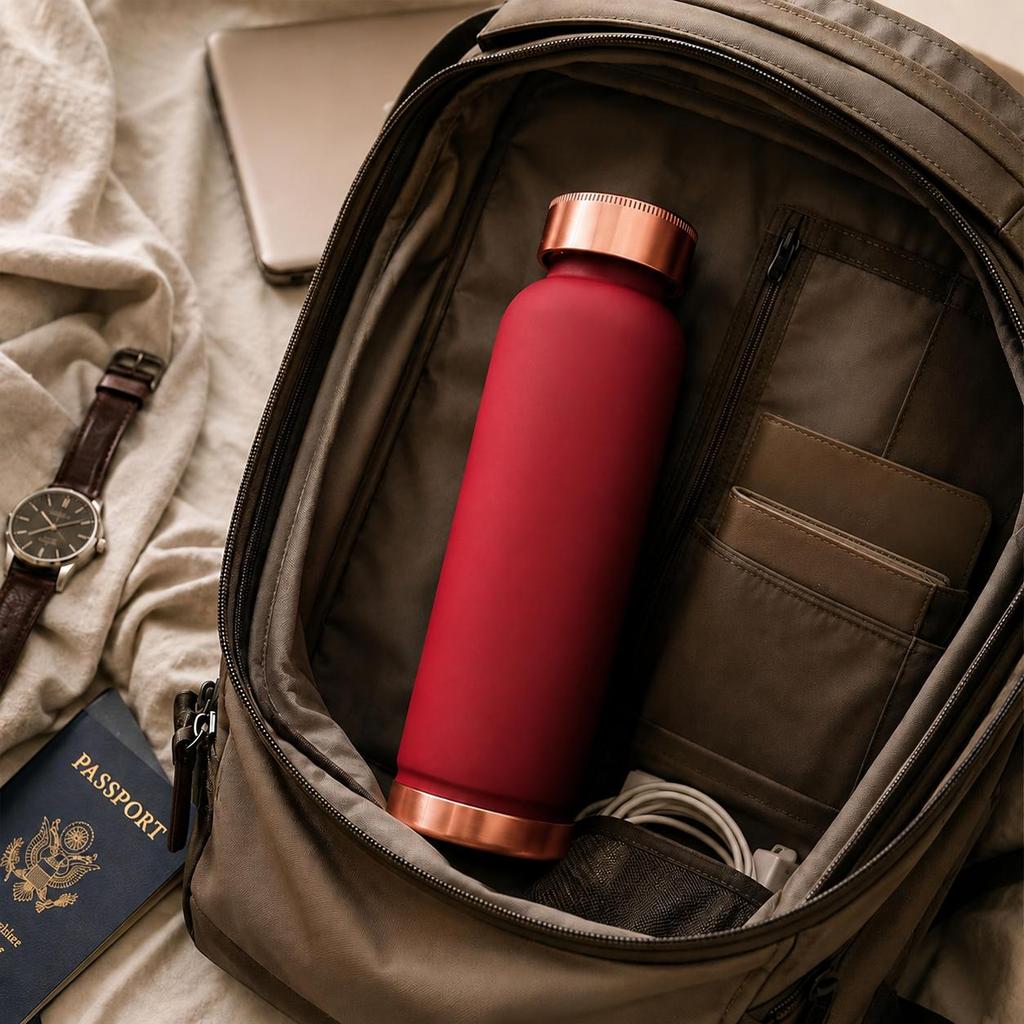 Copper Water Bottle for Travel Leak Proof and BPA Free, Office and Home Use, Ayurveda Inspired Bottle for Immunity Boost  (1 Liter | Magenta)
