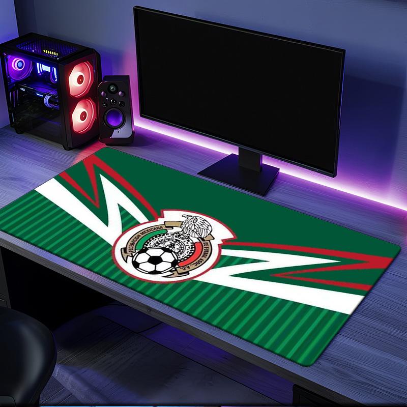 Mexico Football Emblem Mouse Pad, Rubber Base, Esports Desk Mat, Mouse Pad for Gamers and Office Use, Gaming Desk , Easy To Clean Mat