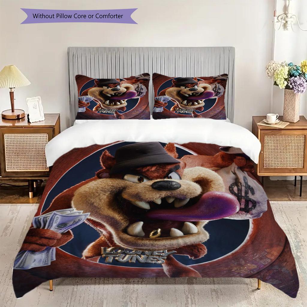 Taz Mania Madness Bedding (1 * duvet cover + 2 * pillowcase, without core) 2D Flat Soft and comfortable Christmas birthday gift Bedding set