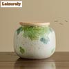 HOYIHM Hand-painted Peony Flower Tea Box Organizer Moisture-proof Handmade Storage Tank Containers Tea Caddy Tea Services Gift