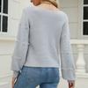 Women's  And Winter  Solid Round Neck Long Sleeve Knit Sweater Pullover Sweater
