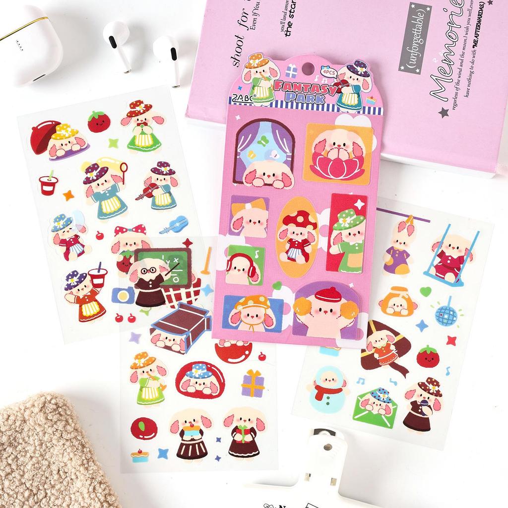 ZABC Fantasy Land Animal Stickers - 4 Cute Styles for Journal Decoration