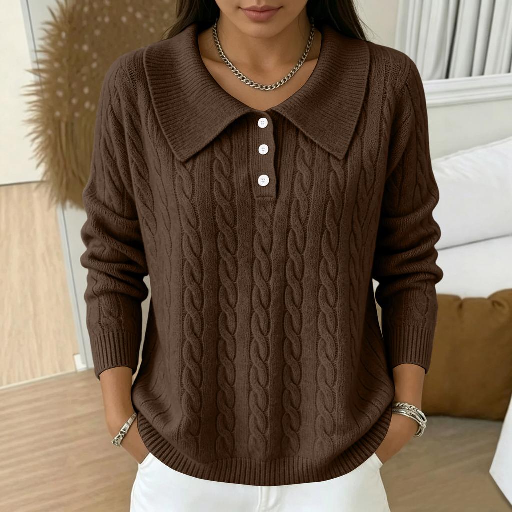 Damen Lässiger Kragen Strickoberteil