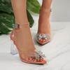 Fashion Fashion Crystal Bowknot Women's Sandals 2025 Sexy Pointed Toe High Heels Dress Party Shoes Ladies PVC Transparent Women Sandals