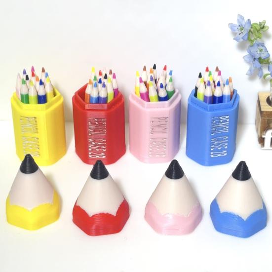 Mini Pen Holder And Pencils, Cute Pencil Design, 3D Printed Pen Holder Miniature, with 12 Tiny Colored Pencils for Doll Mansion Miniature Rooms