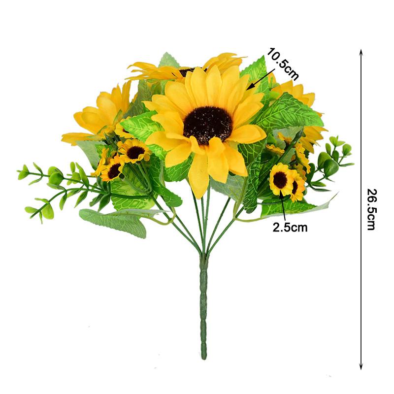 

Sunflower Artificial Silk Flower Bouquet for Home Garden Room Vase Decoration Wedding Party Centerpieces Desktop DIY Decor