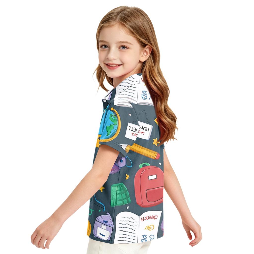 Girls' School Uniform Printed T-Shirt - Casual Top for Back To School Everyday Wear