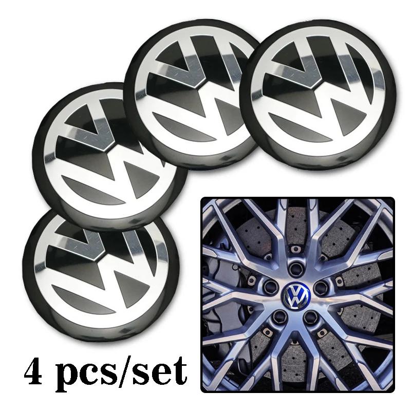 Für VOLKSWAGEN VW 2026 Neu 4 Stück 56mm Auto Radnaben-Abdeckungs-Aufkleber Auto Emblem Abzeichen Aufkleber Für Volkswagen GTI R-Line R Polo T