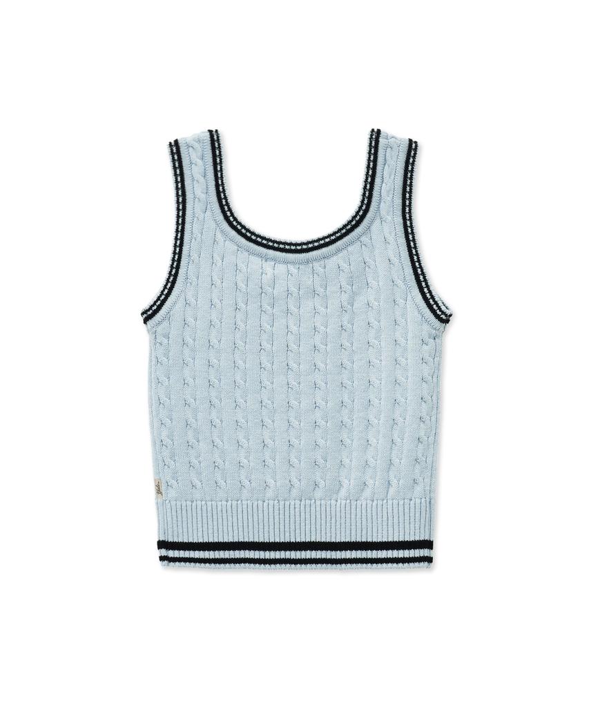 YALE Cable Knit Sleeveless_Blue Gray