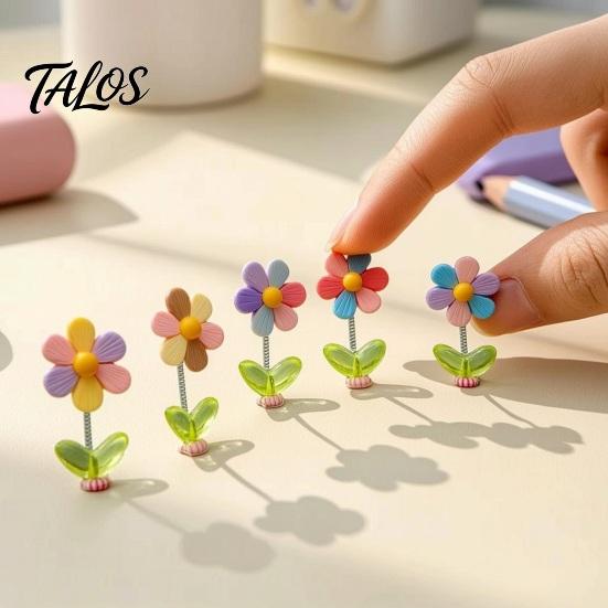 Auto-Armaturenbrett-Dekorationen 5 Stück Bunte Schüttelblumen-Deko, Harz-Regenbogen-Sonnenblumen-Ornament Wackelnde Blumen mit Anti-Rutsch-Pad, Niedlicher Wackelkopf für