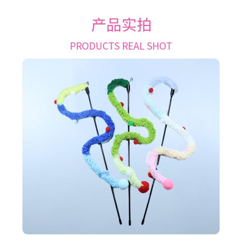 New Pet Products Colorful Plush Strips Funny Cat Stick Cat Toy Bell Decompression Interactive Cat Toy