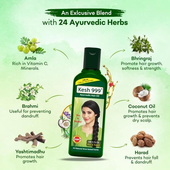 Kesh-999 Ayurvedic Hair Oil | Anti Hairfall Oil |Hair Growth Oil With 24 Natural Herbs Extract | Daily Hair Oil (Pack Of 2)