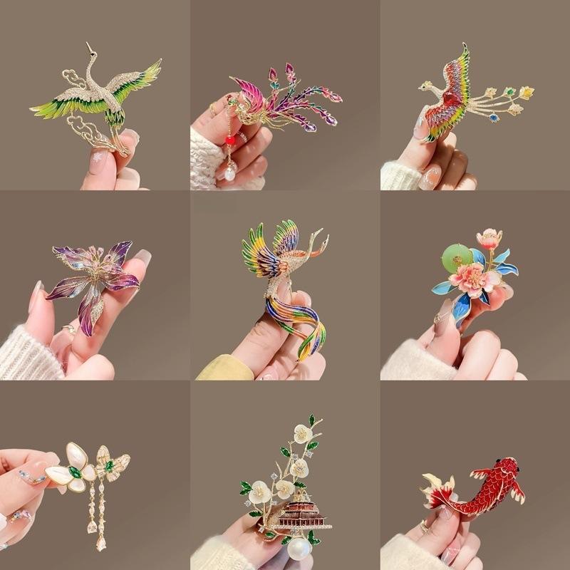 Ancient style auspicious clouds peony flower brooch elegant temperament high-end fashion corsage cheongsam Hanfu suit pin accessories