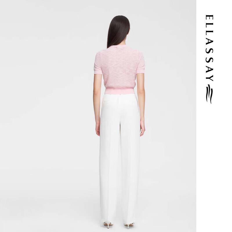 ELLASSAY Women's Elegant Jacquard Pearl Button Knit Top