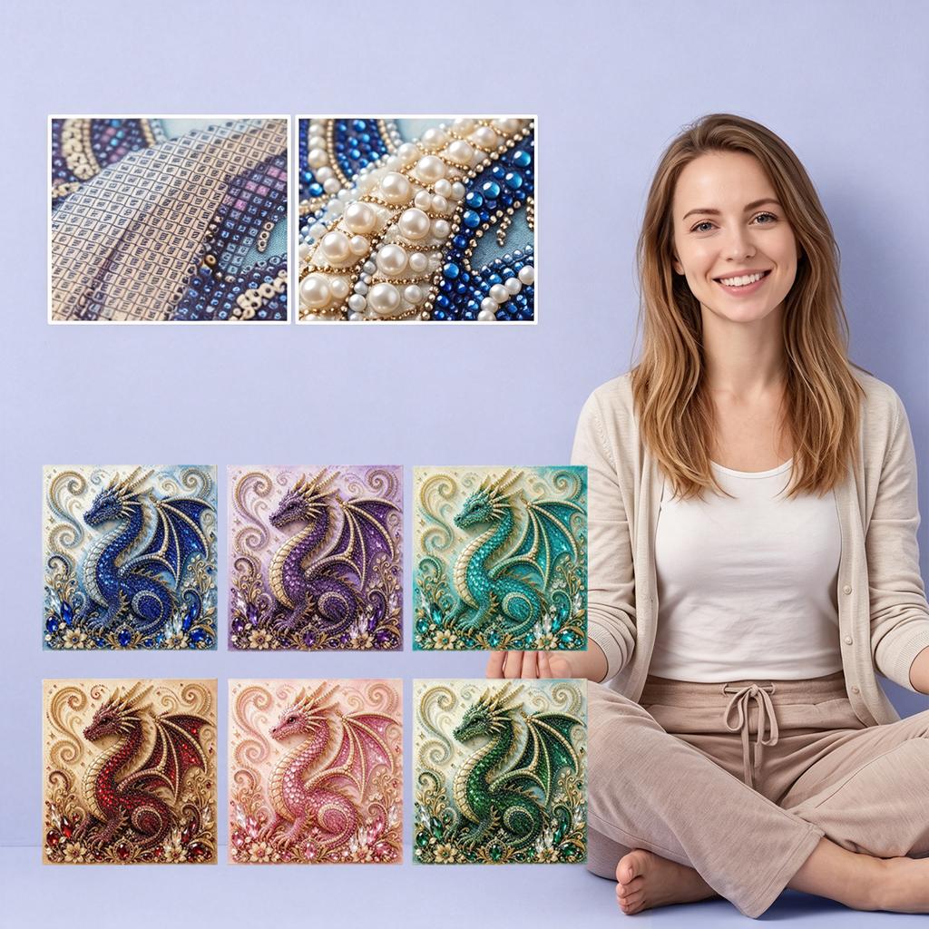 Dragon Rhinestone Art Painting Kit Pink Dragon, DIY Diamond Painting 3D Art Home Decoration