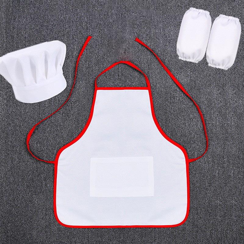 Kid's Water-Repellent Wool Apron & Chef Hat Set - Machine Washable, Small, Hot Pot Bib for Kindergarten.