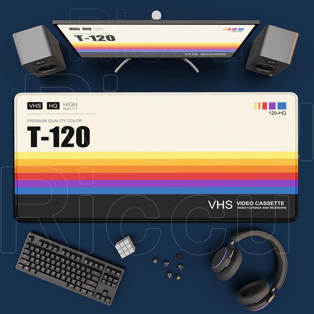 Gaming-Mauspads Retro VHS-Stil Gummi-Teppich Rutschfest Speed-Schreibtischunterlage Große Tastaturunterlage Cartoon Cooles Mauspads PC-Zubehör Mauspads