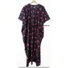 Women Summer Cotton Sleepwear Rose Print Black Long Maxi Ethnic Caftan Dress CKFTN-SCRN-FULL-BUYIT-060