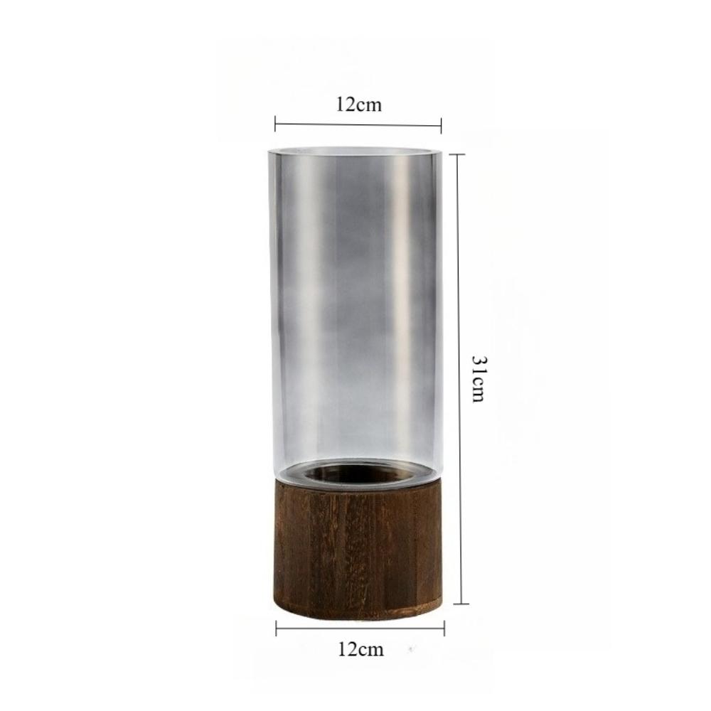 Minimalist Wooden Glass Vase for Hydroponic Plants Nordic Style Glass Vase Tabletop Floral Arrangement Home Decoration