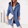 Women's Color Hooded Knit Cardigan Long Sweater Coat for Fall and Winter
