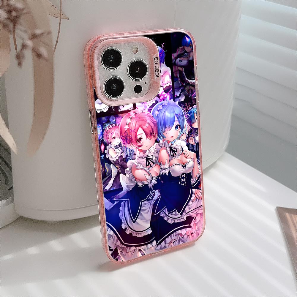 ReZero Rem Ram Pink Translucent Mobile Phone Case for iPhone 17 16 15 14 13 12 11 X XR XS Air Pro Max Plus Colorful Cover
