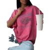 Washed rose red old retro trendy brand printing loose fashion versatile and thin ins summer new short-sleeved T-shirt women