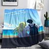 1PC Summer time Rendering Print Flannel Blanket, High quality All Seasons, Home Decor, Warmth and Comfort, Perfect for Christmas Gifts