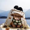 Hand-drawn Style Healing Highland Cow Print Fleece Blanket for Adult Quality Soft Warm Universal Blanket for Travel Office Home