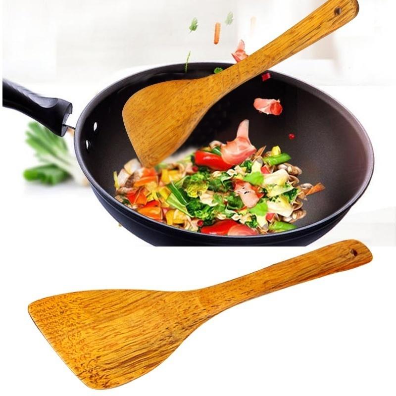 Pot Bamboo Wood Spoon Square Shovel No Shovel 30cm Cooking Shovel