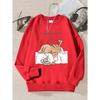 The Cat That Always Wants To Sleep Pattern Printed Hooded Women Simple Warm Autumn Sweatshirt Street Casual Pullovers