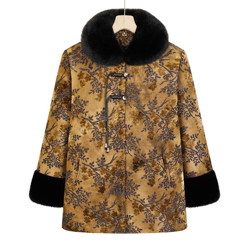 Grandma s Fleece-Lined Cotton Jacket - Winter Coat for Middle-Aged and Elderly Women 5XL золотой