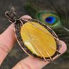 Yellow Fluorite Gemstone Copper Wire Wrap Jewelry Pendant 3.03