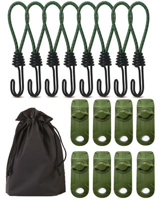 17 Piece Set Tent Clip Guyline Stretch Cord Reinforced Version Designed with Reflective Camping Clip Set for Fixation Windproof Tarp Clip Easy To