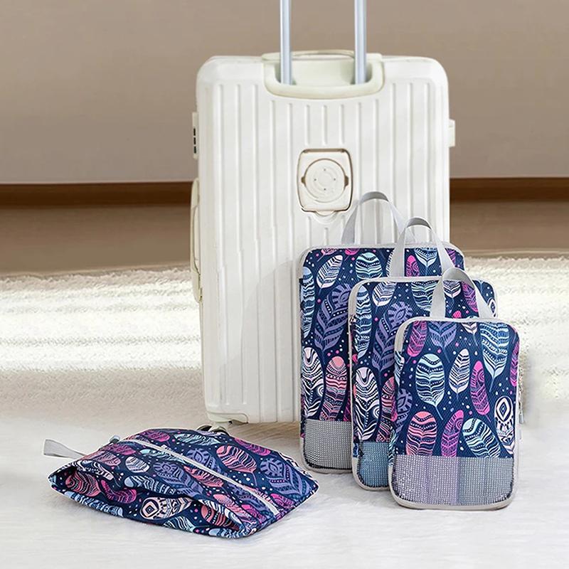 4Pcs Compression Storage Bag Large Capacity Foldable Packing Cubes Washable Expandable Luggage Storage Bags Set