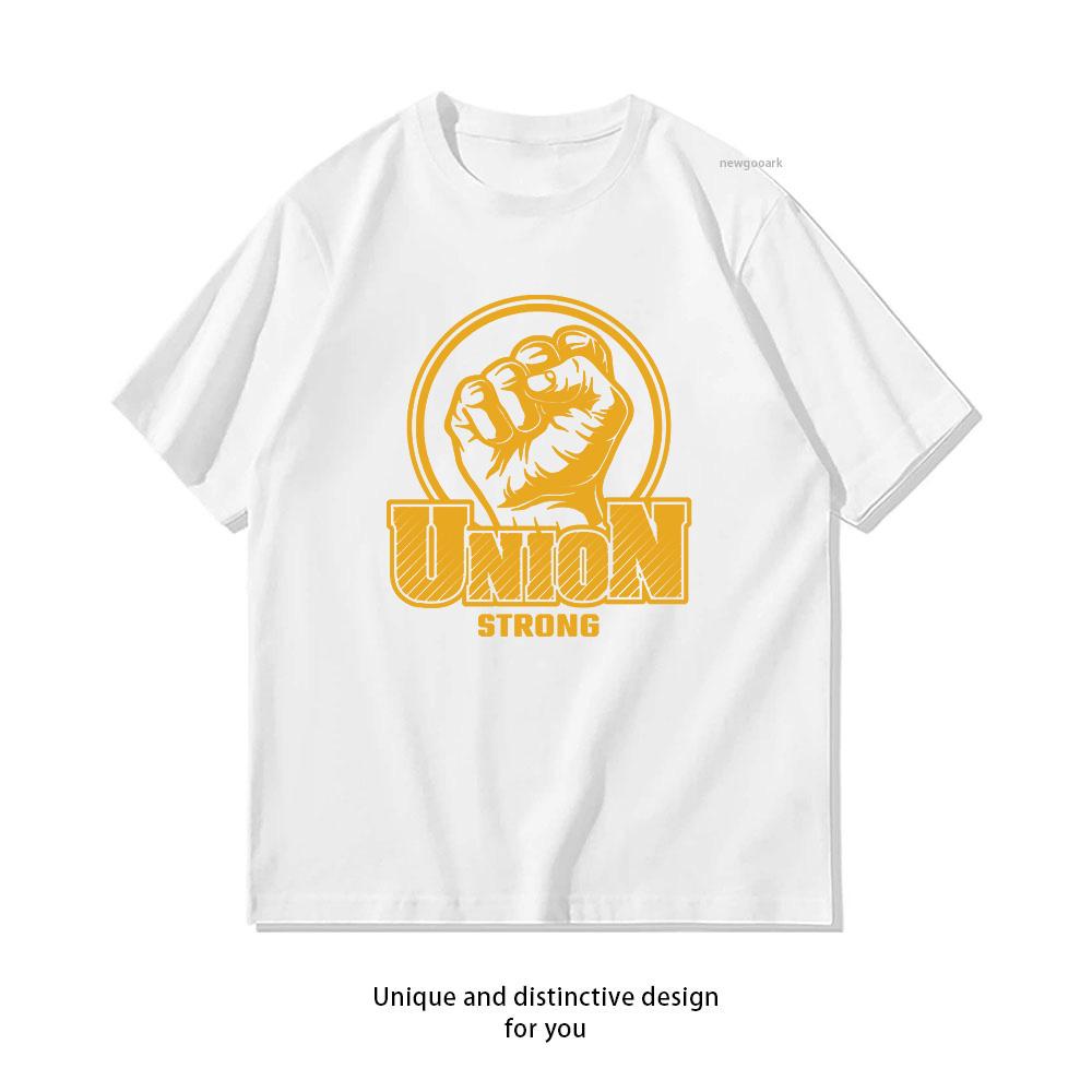 Union Strong Vintage USA Flag Proud Labor Day Shirt Woman Man Summer Cotton Graphic T Shirts Adult Streetwear Camisetas Tops S