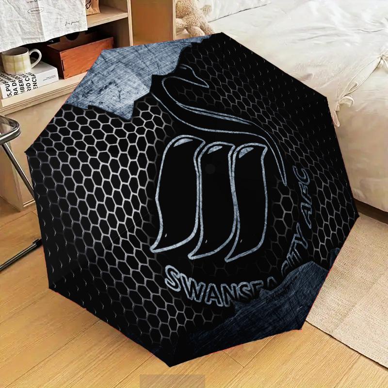 Swansea City Crest Automatic Folding Umbrella - 8-Rib Travel Umbrella with Auto Open/Close & Portable Gifts for Holidays or Birthdays