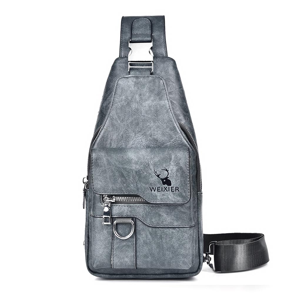 

WEIXIER Сумка-слинг для женщин и мужчин, кожаная сумка через плечо, рюкзак через плечо, дорожная сумка серый