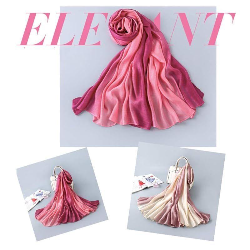 Used (MAYUDAMA SILK) Silk Scarf Stole Spring/Summer Shawl Stylish Cold Protection Sun Protection for Women (2. Rose Red Purple) 0