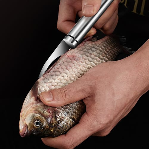 S-DEAL Shrimp Deveining Tool, Fish Scale Cutter, Food-Grade Stainless Steel Shrimp Peeler - Effective Seafood Tool with Double Heads, Shrimp Cleaning