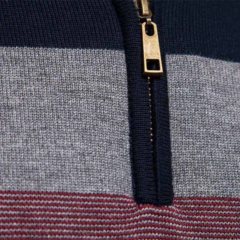 Gant Høst og Vinter Broderi Ny Herre Halv Glidelås Herre Genser Pullover Stripet Lappeteppe Genser
