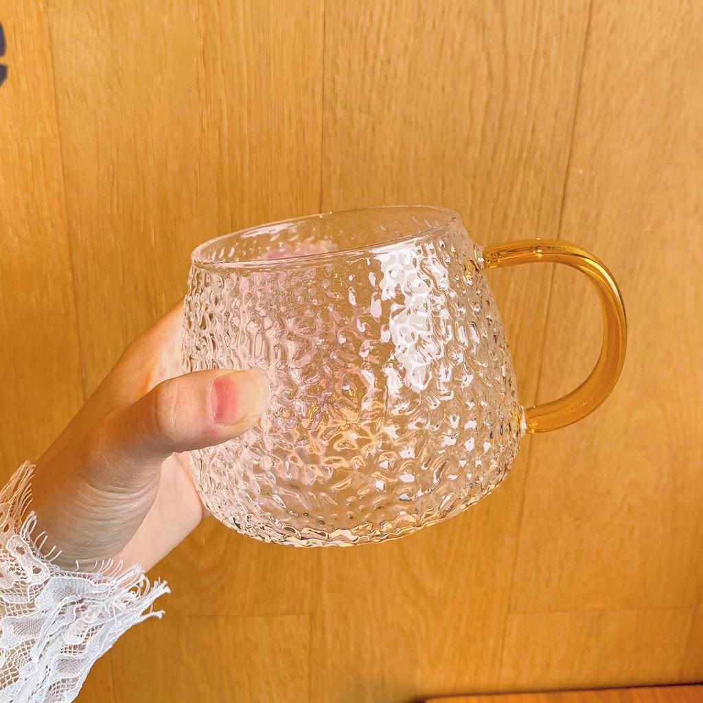 Bow Summer Glass Cup with Lid Spoon Cute Creative Mug Girl with High Appearance Drinking Water Cup Flower Tea Cup