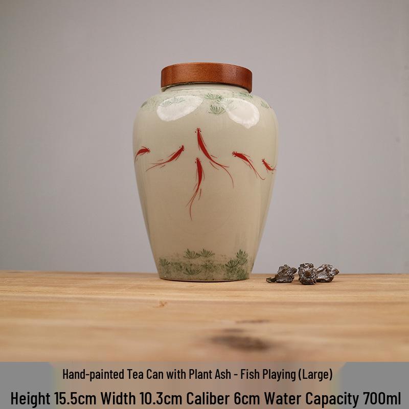 Hand-painted Bamboo Ceramic Tea Canister - Moisture-proof Storage for Green, White, and Pu'er Tea