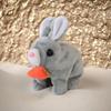 Electric Plush Bunny Toy with Carrot Interactive Walking Rabbit Plushie Handmade Toddlers Educational Jumping Simulation Stuffed Animal Toy