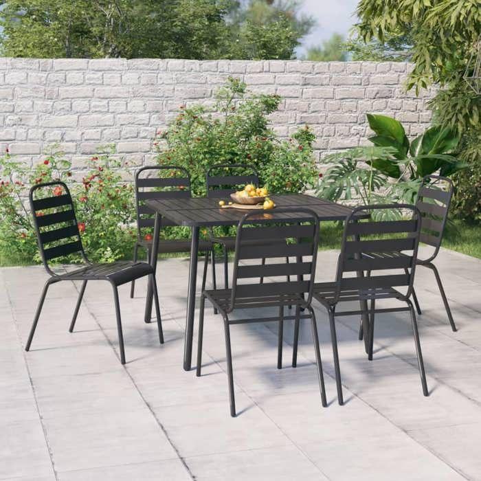 VidaXL Ensemble à manger de jardin 7 pcs anthracite acier, ensemble de salle à manger, ensemble de salle à manger 3187990
